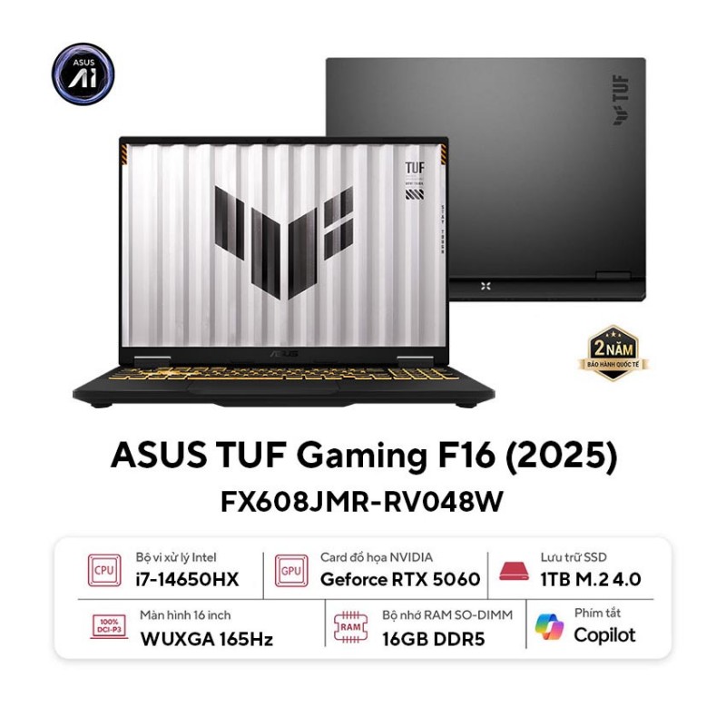 Laptop Asus Gaming TUF FX608JMR-RV048W (i7 1465HX/16GB RAM/1TB SSD/16 WUXGA 165hz/RTX5060 8GB/Win11/Xám)